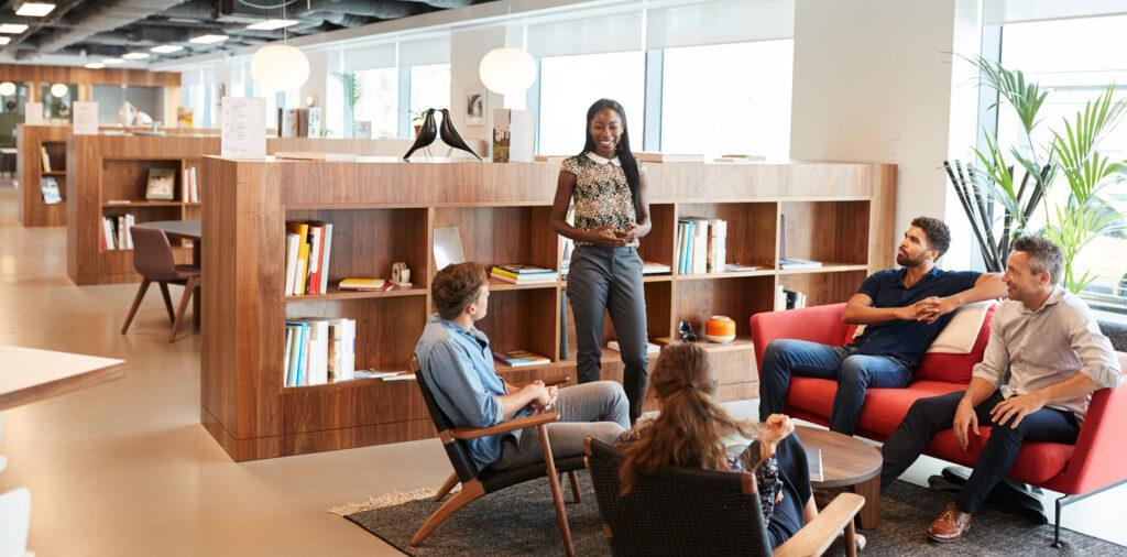 Colleagues meeting in a Smart office space