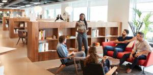Colleagues meeting in a Smart office space